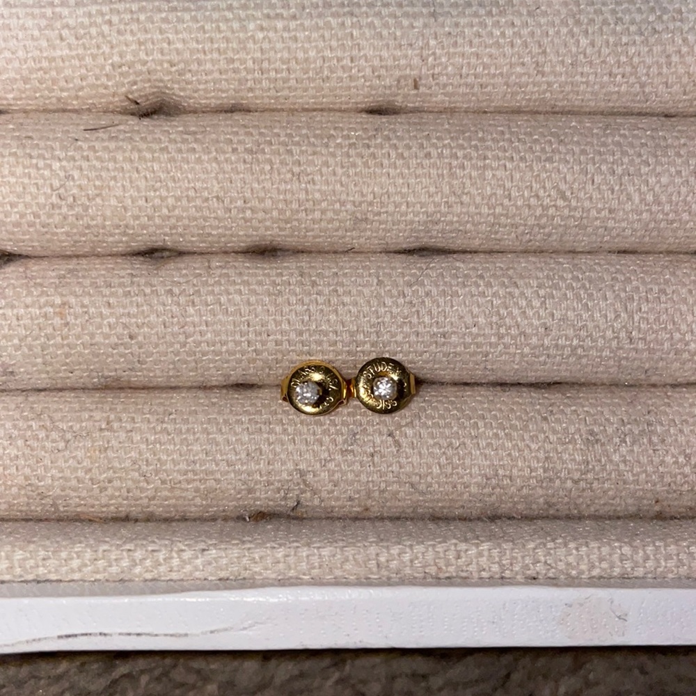14k Yellow Gold Diamond Stud Earrings